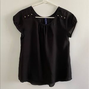 Dressy Black Blouse with Gold Details